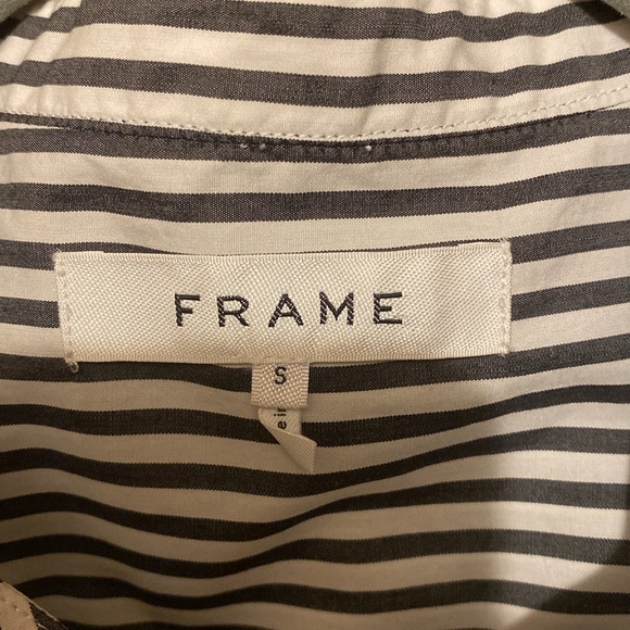 FRAME Cotton Sleeveless Striped Button Down Dress Tie Waist Shirt Dress SMALL - Picture 6 of 11